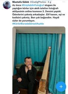 Gülek'in görme engelli öğrencilerinden Elif'in, eşini ve kedisini komposizyon aldığı fotoğraf.
